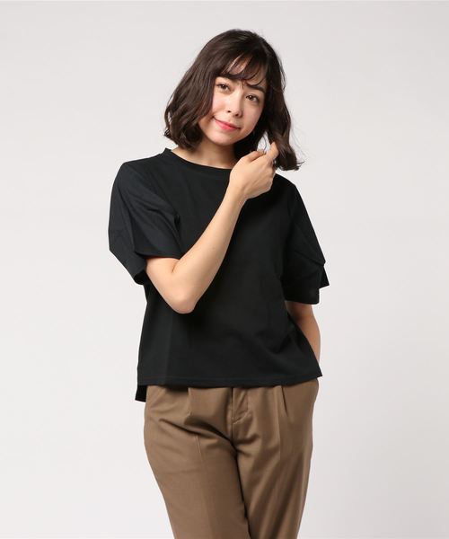 LOWRYS FARM(ローリーズファーム)の「ソデタックプルオーバー/SS 802215(Tシャツ/カットソー・レディース・ホワイト/ホワイト×ブラック/ブラック/グレー・LARGE/MEDIUM)」の9枚目の写真