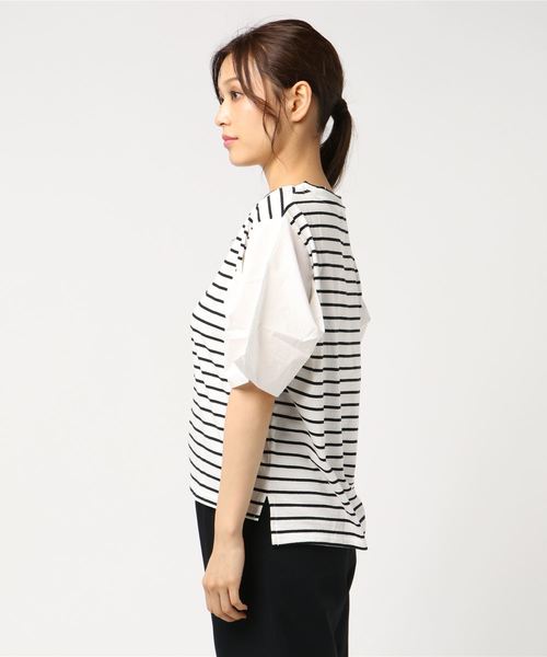 LOWRYS FARM(ローリーズファーム)の「ソデタックプルオーバー/SS 802215(Tシャツ/カットソー・レディース・ホワイト/ホワイト×ブラック/ブラック/グレー・LARGE/MEDIUM)」の5枚目の写真