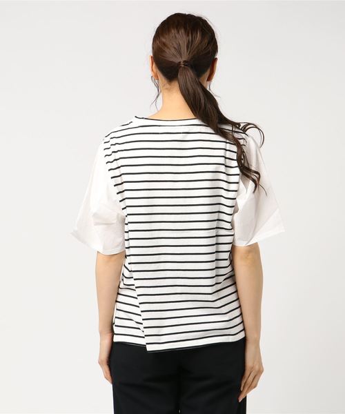 LOWRYS FARM(ローリーズファーム)の「ソデタックプルオーバー/SS 802215(Tシャツ/カットソー・レディース・ホワイト/ホワイト×ブラック/ブラック/グレー・LARGE/MEDIUM)」の6枚目の写真