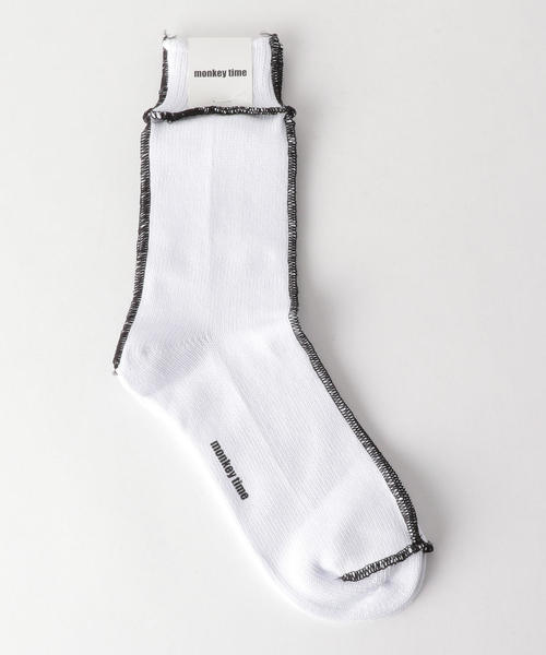 MONKEY TIME(モンキータイム)の「<monkey time> LOCK SAWING SOCKS/ソックス(ソックス/靴下・メンズ・ダークグリーン/ブラック/ホワイト/ダークグレー・FREE)」の1枚目の写真