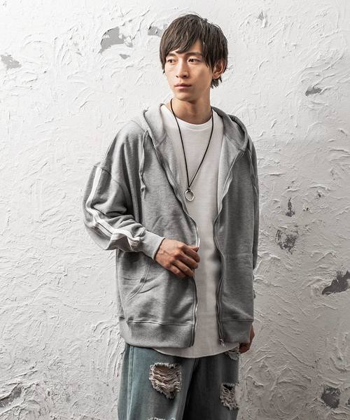 MinoriTY（マイノリティ）の「2本ライン/袖ラインZIPビッグパーカー（パーカー・メンズ・ブラック系その他2/ホワイト系その他2/グレー系その他2/ブラック系その他/ホワイト系その他/グレー系その他・FREE）」の6枚目の写真