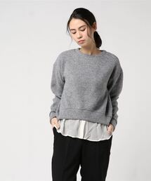 シフォン切替プルオーバーペプラムトップス