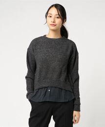 シフォン切替プルオーバーペプラムトップス
