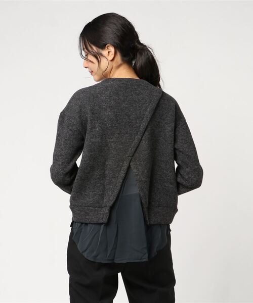 STYLEBLOCK（スタイルブロック）の「シフォン切替プルオーバーペプラムトップス（Tシャツ/カットソー・レディース・ブラウン/グレー/ダークグレー/キャメル・FREE）」の5枚目の写真