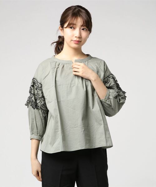 STYLEBLOCK（スタイルブロック）の「モチーフレースブラウス（シャツ/ブラウス・レディース・ホワイト/ブラック/ベージュ/カーキ/オレンジ・M）」の4枚目の写真