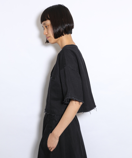 i（アイ）の「クラッシュ半袖プルオーバー（Tシャツ/カットソー・レディース・ホワイト/ブラック・ﾌﾘ-）」の4枚目の写真