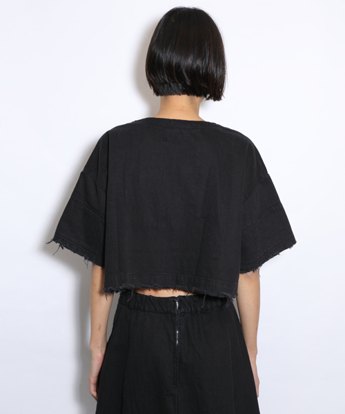 i（アイ）の「クラッシュ半袖プルオーバー（Tシャツ/カットソー・レディース・ホワイト/ブラック・ﾌﾘ-）」の5枚目の写真