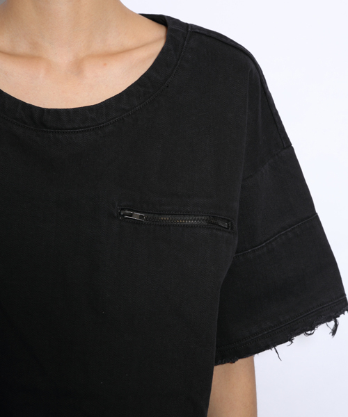 i（アイ）の「クラッシュ半袖プルオーバー（Tシャツ/カットソー・レディース・ホワイト/ブラック・ﾌﾘ-）」の6枚目の写真