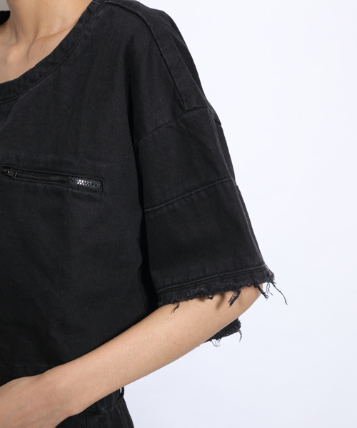 i（アイ）の「クラッシュ半袖プルオーバー（Tシャツ/カットソー・レディース・ホワイト/ブラック・ﾌﾘ-）」の7枚目の写真