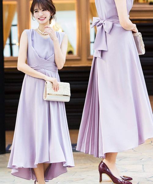 Fashion Letter（ファッションレター）の「クロスベルトバックプリーツ結婚式ワンピースドレス（ドレス・レディース・ダークグリーン/ネイビー/ブラック/ラベンダー/ミント/ブルーグレー/ボルドー/ライトカーキ・38(M)）」の7枚目の写真