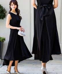 クロスベルトバックプリーツ結婚式ワンピースドレス