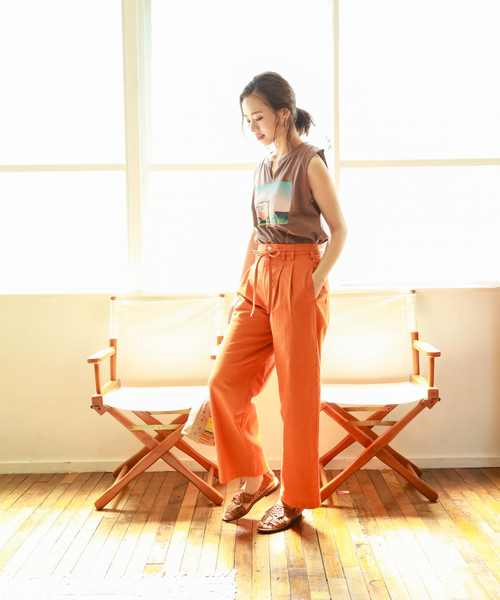 BAYFLOW（ベイフロー）の「リネンワイドパンツ（その他パンツ・レディース・オレンジ/ホワイト/カーキ/ナチュラル・MEDIUM/SMALL）」の20枚目の写真