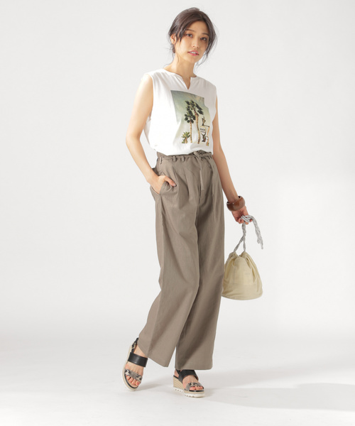 BAYFLOW（ベイフロー）の「リネンワイドパンツ（その他パンツ・レディース・オレンジ/ホワイト/カーキ/ナチュラル・MEDIUM/SMALL）」の21枚目の写真