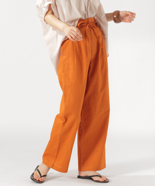 BAYFLOW（ベイフロー）の「リネンワイドパンツ（その他パンツ・レディース・オレンジ/ホワイト/カーキ/ナチュラル・MEDIUM/SMALL）」の7枚目の写真