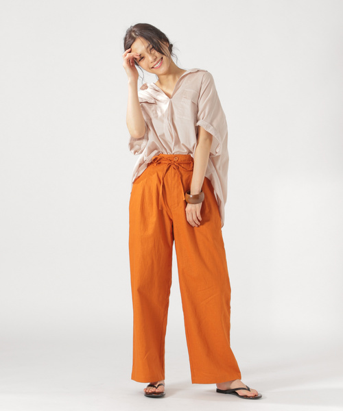 BAYFLOW（ベイフロー）の「リネンワイドパンツ（その他パンツ・レディース・オレンジ/ホワイト/カーキ/ナチュラル・MEDIUM/SMALL）」の17枚目の写真