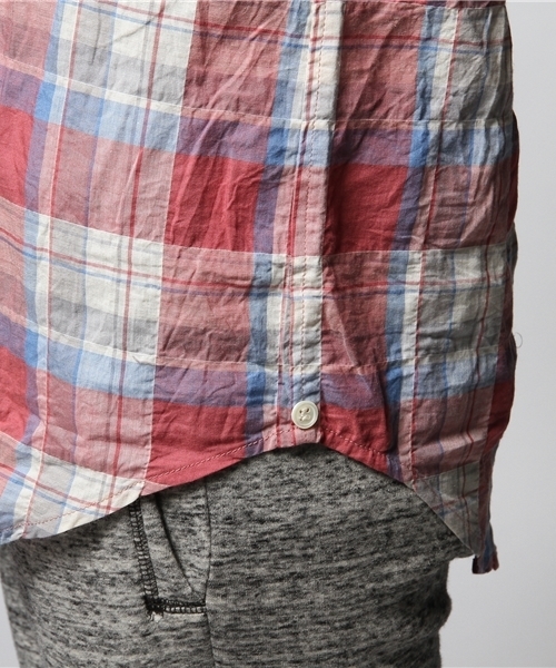 goa(ゴア)の「C/麻チェックカシュクールシャツ(シャツ/ブラウス・レディース・ブラウン/ブルー/ネイビー/レッド・FREE)」の12枚目の写真