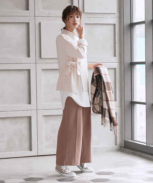 KOBE LETTUCE（コウベレタス）の「センターピンタックワイドパンツ（その他パンツ・レディース・ブラック/モカ/ベージュ系その他/チャコール・FREE）」の16枚目の写真