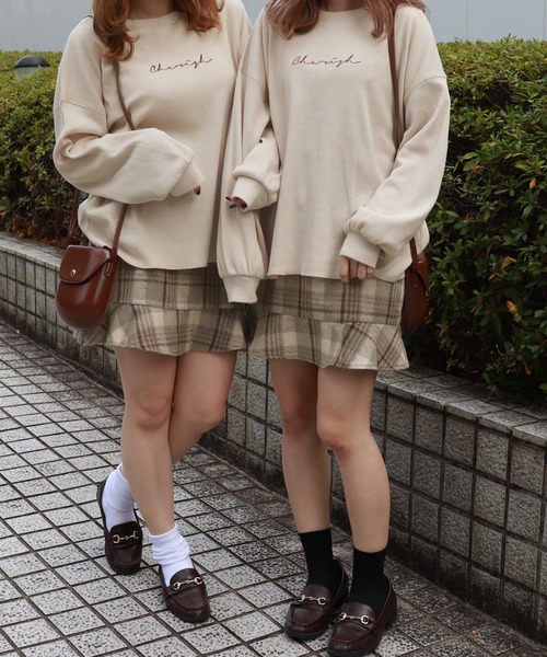 PairPair（ペアペア）の「ワッフルロゴ刺繍プルオーバー（Tシャツ/カットソー・レディース・ベージュ/ライトグリーン/モカ/ラベンダー・FREE）」の5枚目の写真