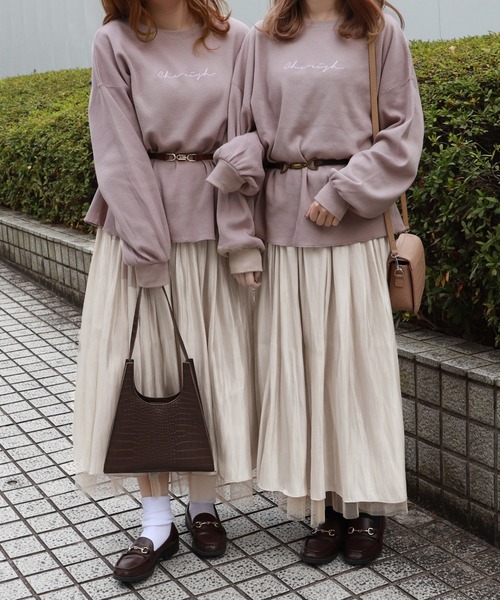 PairPair（ペアペア）の「ワッフルロゴ刺繍プルオーバー（Tシャツ/カットソー・レディース・ベージュ/ライトグリーン/モカ/ラベンダー・FREE）」の8枚目の写真