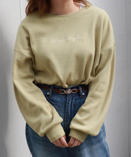 PairPair（ペアペア）の「ワッフルロゴ刺繍プルオーバー（Tシャツ/カットソー・レディース・ベージュ/ライトグリーン/モカ/ラベンダー・FREE）」の18枚目の写真