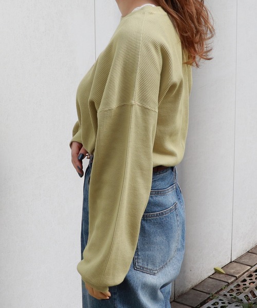 PairPair（ペアペア）の「ワッフルロゴ刺繍プルオーバー（Tシャツ/カットソー・レディース・ベージュ/ライトグリーン/モカ/ラベンダー・FREE）」の19枚目の写真