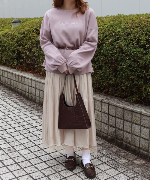 PairPair（ペアペア）の「ワッフルロゴ刺繍プルオーバー（Tシャツ/カットソー・レディース・ベージュ/ライトグリーン/モカ/ラベンダー・FREE）」の21枚目の写真