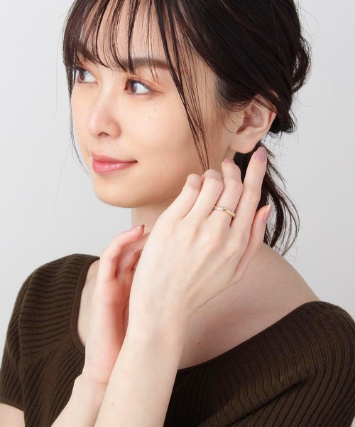 COCOSHNIK(ココシュニック)の「K10甲丸2連×丸玉 リング(リング・レディース・ホワイト系その他7・10号/14号/12号)」の5枚目の写真
