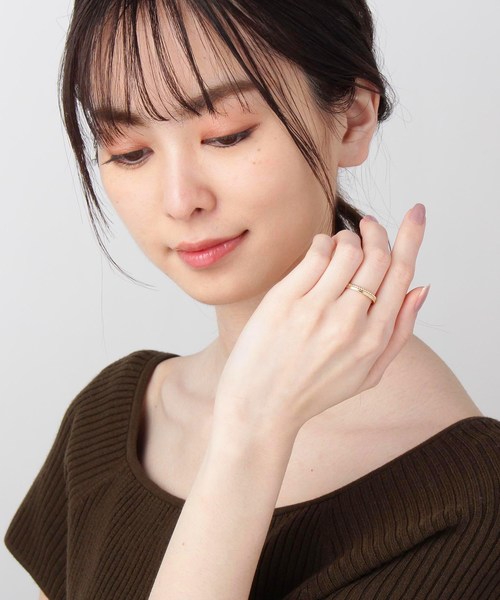 COCOSHNIK(ココシュニック)の「K10甲丸2連×丸玉 リング(リング・レディース・ホワイト系その他7・10号/14号/12号)」の6枚目の写真