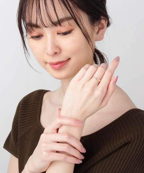COCOSHNIK(ココシュニック)の「K10甲丸2連×丸玉 リング(リング・レディース・ホワイト系その他7・10号/14号/12号)」の7枚目の写真