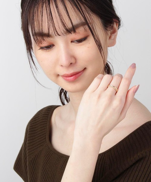 COCOSHNIK(ココシュニック)の「K10甲丸2連×丸玉 リング(リング・レディース・ホワイト系その他7・10号/14号/12号)」の9枚目の写真