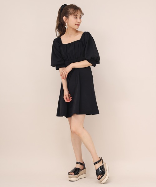 one after another NICE CLAUP(ワンアフターアナザーナイスクラップ)の「パフスリーブミニワンピース(ワンピース・レディース・チェック/ブラック/ブラウン/アイボリー・FREE)」の21枚目の写真