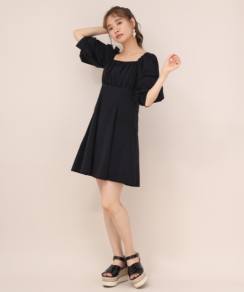 one after another NICE CLAUP(ワンアフターアナザーナイスクラップ)の「パフスリーブミニワンピース(ワンピース・レディース・チェック/ブラック/ブラウン/アイボリー・FREE)」の10枚目の写真