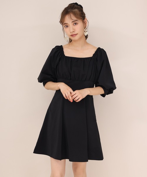 one after another NICE CLAUP(ワンアフターアナザーナイスクラップ)の「パフスリーブミニワンピース(ワンピース・レディース・チェック/ブラック/ブラウン/アイボリー・FREE)」の5枚目の写真