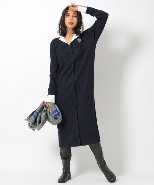 レイヤードライクニットワンピース ワンピース Barnyardstorm バンヤードストーム のファッション Otonamuse11月号掲載 ワンピース Barnyardstorm ワンピース ドレス セール 佐田真由美さん着用