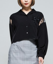 WEGO | WEGO/レースアップオープンカラーシャツ(シャツ/ブラウス)
