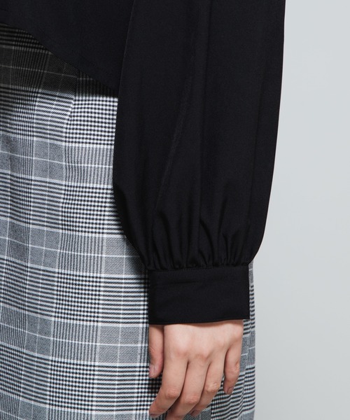 WEGO(ウィゴー)の「WEGO/レースアップオープンカラーシャツ(シャツ/ブラウス・レディース・ブラック/ベージュ・FREE)」の10枚目の写真