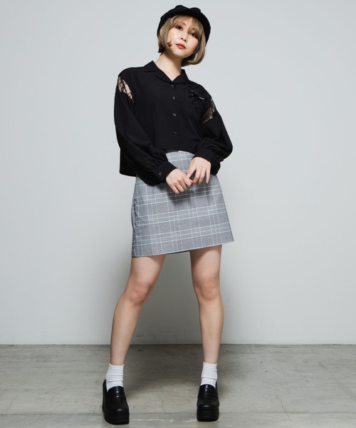 WEGO(ウィゴー)の「WEGO/レースアップオープンカラーシャツ(シャツ/ブラウス・レディース・ブラック/ベージュ・FREE)」の18枚目の写真