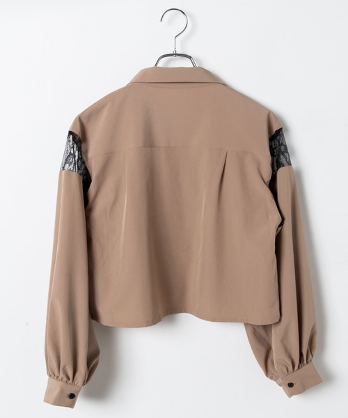 WEGO(ウィゴー)の「WEGO/レースアップオープンカラーシャツ(シャツ/ブラウス・レディース・ブラック/ベージュ・FREE)」の4枚目の写真