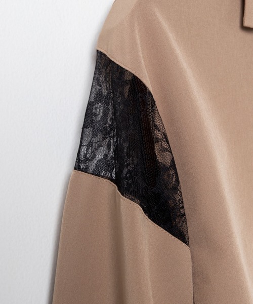 WEGO(ウィゴー)の「WEGO/レースアップオープンカラーシャツ(シャツ/ブラウス・レディース・ブラック/ベージュ・FREE)」の17枚目の写真