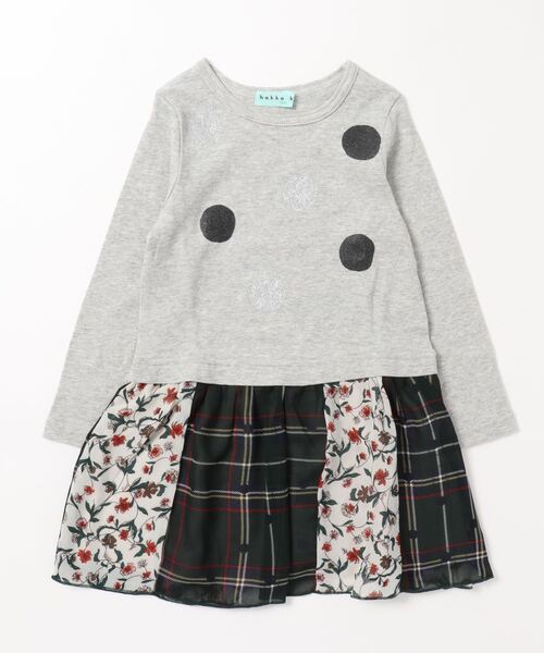 花柄チェックmixドッキング長袖ワンピース ワンピース Hakka Kids ハッカキッズ のファッション通販 Zozotown
