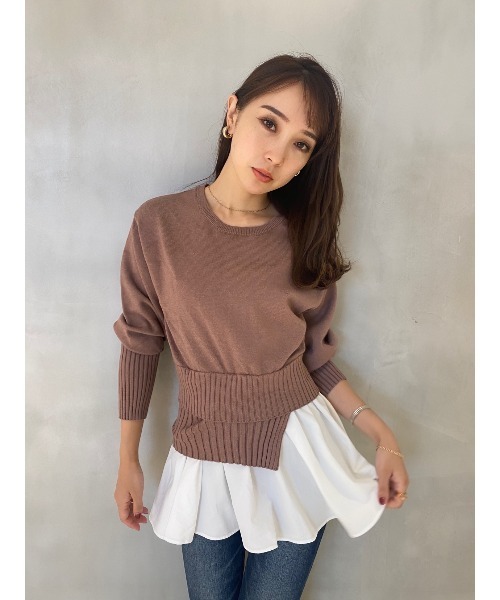 rienda - rienda 新品 シャツコンビニットトップ rienda（リエンダ）の「【WEB限定】シャツコンビニットトップ