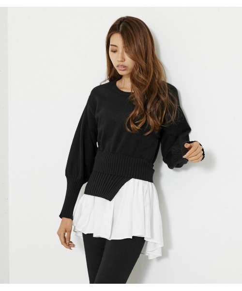 rienda - rienda 新品 シャツコンビニットトップ rienda（リエンダ）の「【WEB限定】シャツコンビニットトップ