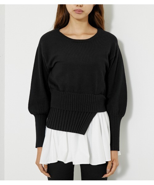 rienda - rienda 新品 シャツコンビニットトップ rienda（リエンダ）の「【WEB限定】シャツコンビニットトップ
