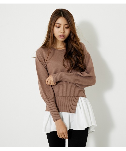 rienda - rienda 新品 シャツコンビニットトップ rienda（リエンダ）の「【WEB限定】シャツコンビニットトップ