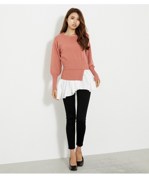 rienda - rienda 新品 シャツコンビニットトップ rienda（リエンダ）の「【WEB限定】シャツコンビニットトップ