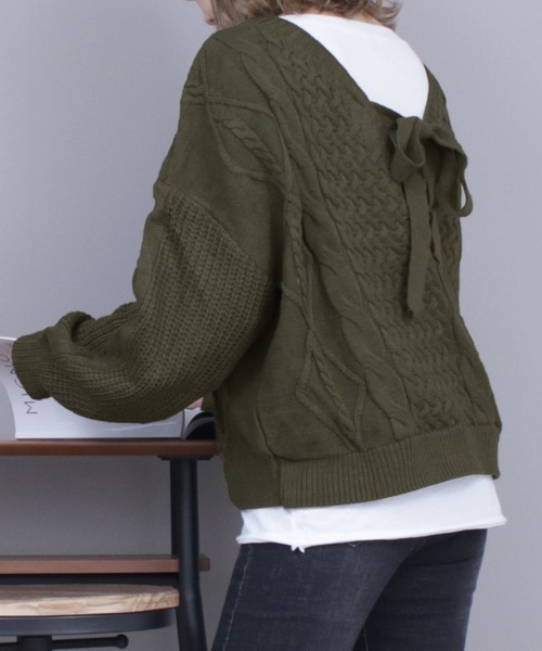 セール レディース カシュクール風ワッフル編みバックリボンニット ニット セーター Day Closet デイ クローゼット のファッション通販 Zozotown