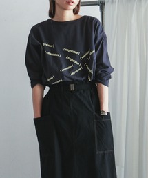 FIL DE FER | 足跡プリント ボートネックT(Tシャツ/カットソー)