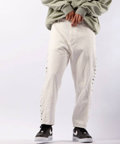 RE730(アールイーセブンサーティー)の「RE730 サイドダメージワイドテーパードデニムパンツ(デニムパンツ・メンズ・サックスブルー/ホワイト/ブラック・S/M/L)」の8枚目の写真