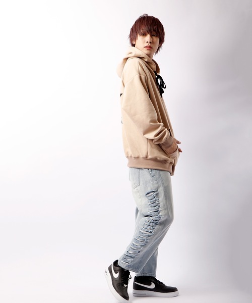 RE730(アールイーセブンサーティー)の「RE730 サイドダメージワイドテーパードデニムパンツ(デニムパンツ・メンズ・サックスブルー/ホワイト/ブラック・S/M/L)」の7枚目の写真