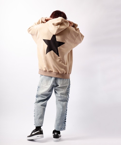 RE730(アールイーセブンサーティー)の「RE730 サイドダメージワイドテーパードデニムパンツ(デニムパンツ・メンズ・サックスブルー/ホワイト/ブラック・S/M/L)」の9枚目の写真